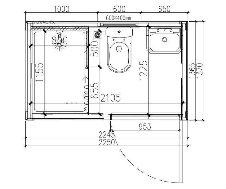 Floor plan for the BATHROOM PODS